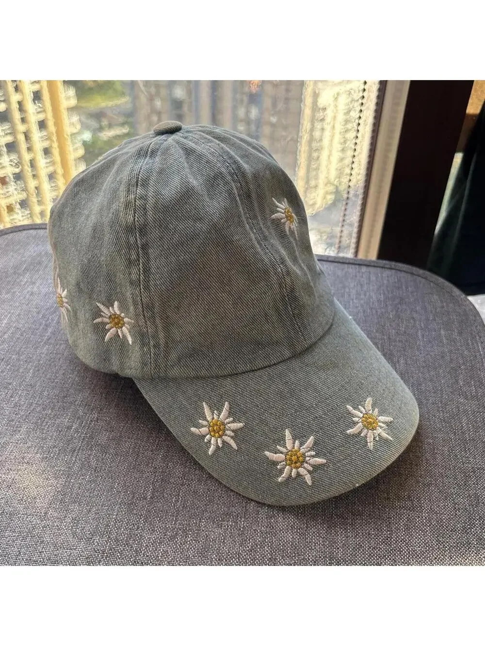 Vintage Switzerland Daisy Denim Baseball Cap